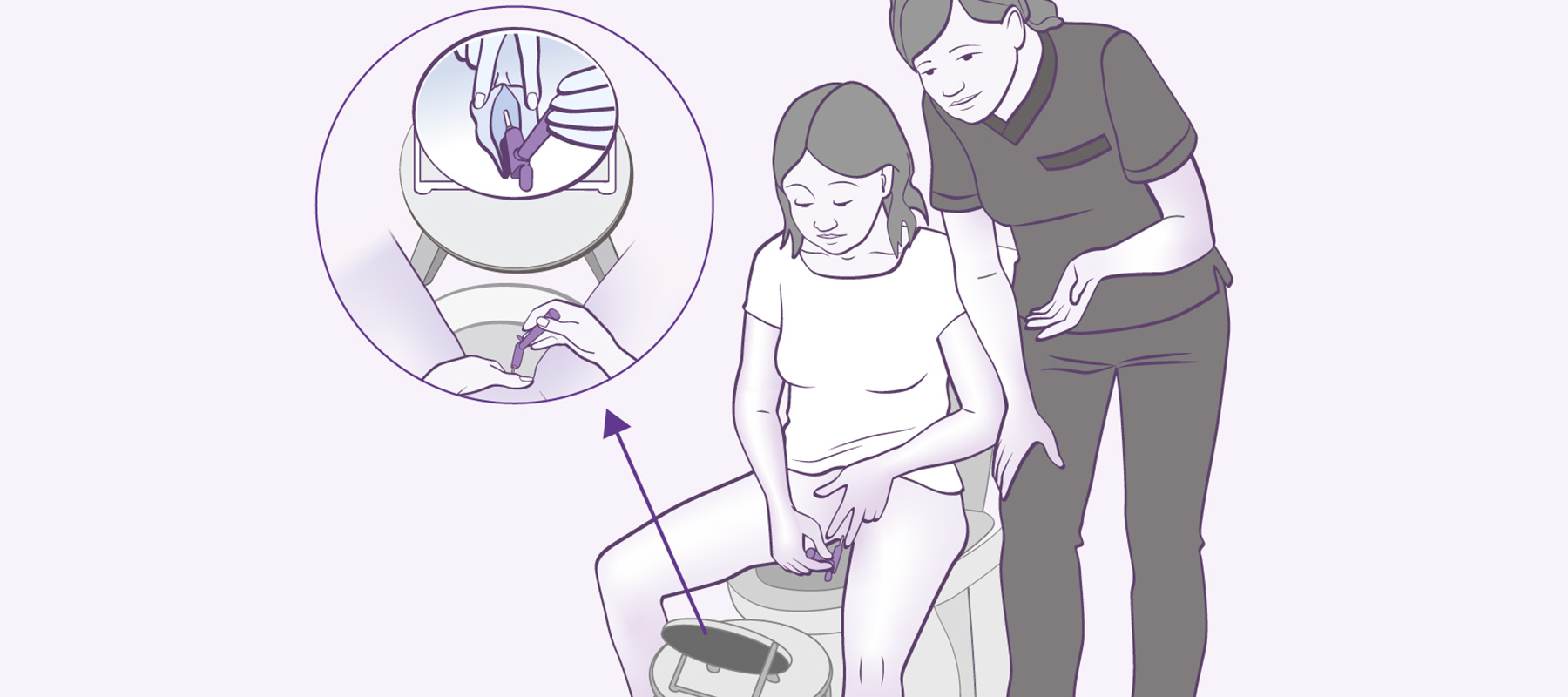 IC on a seated position, IC sitting on the toilet